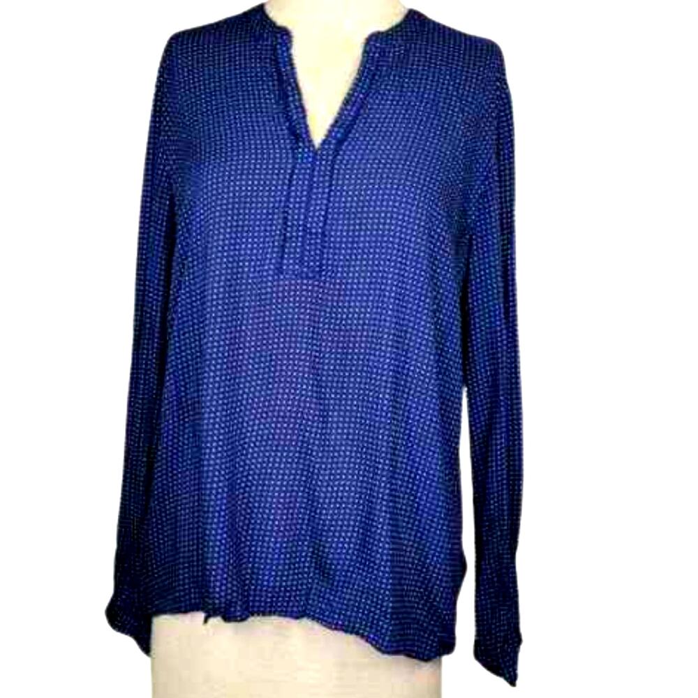 Tommy Hilfiger Blue and White Polka Dot Blouse Size Large